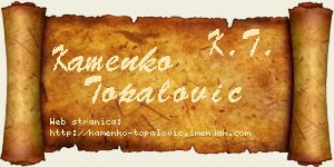 Kamenko Topalović vizit kartica